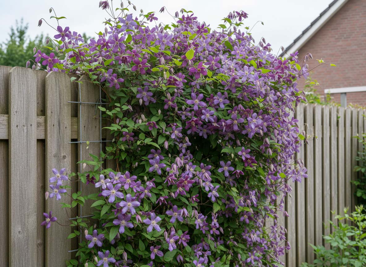 Clematis viticella en floraison